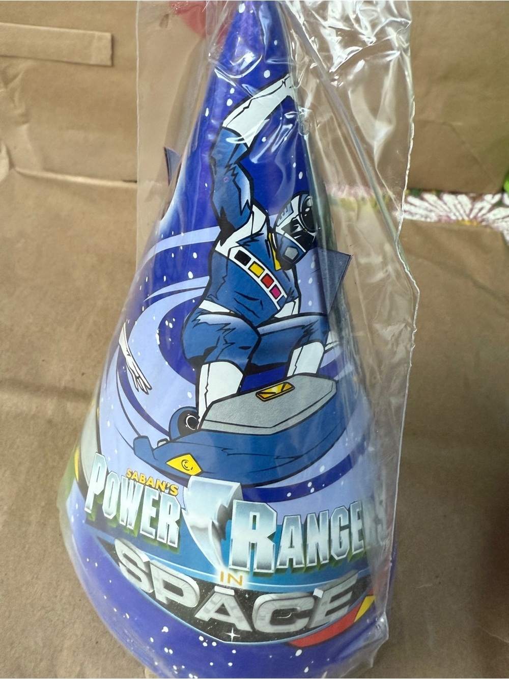 Vintage 1998 Power Rangers In Space Cone Party Hat Pack of 8 Happy Birthday Hat